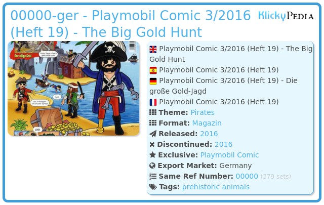 Playmobil 00000-ger - Playmobil Comic 3/2016 (Heft 19) - The Big Gold Hunt