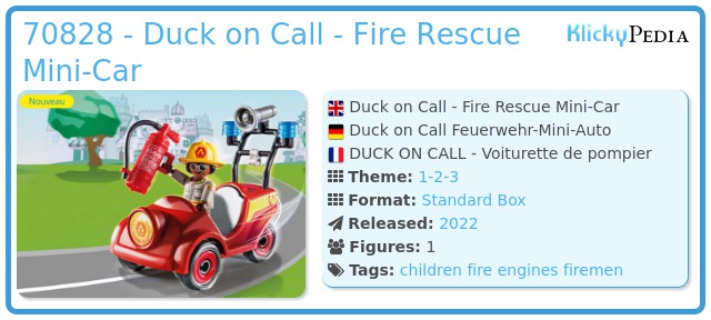 Playmobil 70828 - Duck on Call - Fire Rescue Mini-Car