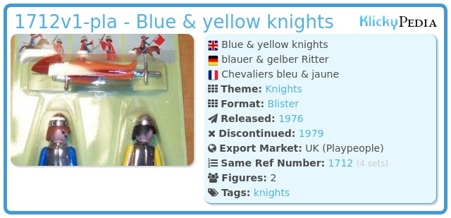 Playmobil 1712v1-pla - Blue & yellow knights