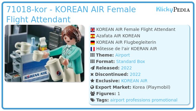 Playmobil 71018-kor - KOREAN AIR Female Flight Attendant