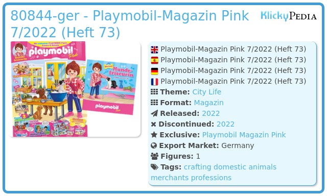 Playmobil 80844-ger - Playmobil-Magazin Pink 7/2022 (Heft 73)