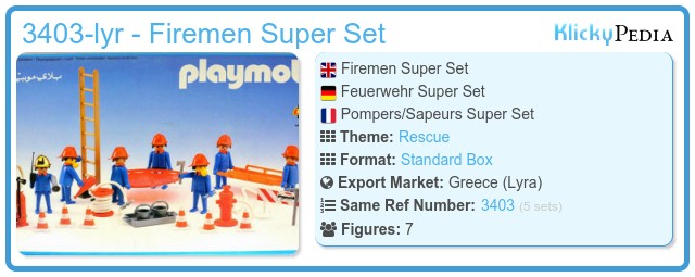 VINTAGE 70'S PLAYMOBIL Exclusive 5 Klicky System 3228 FIREMEN Pompiers