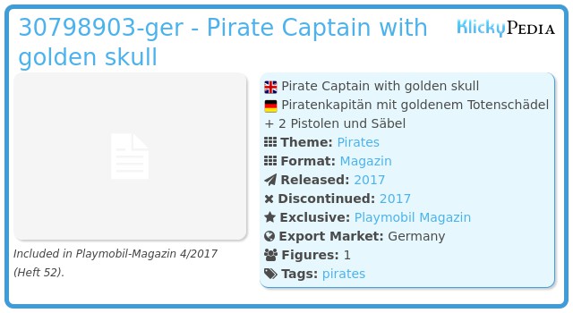 Playmobil 30798903-ger - Pirate Captain with golden skull