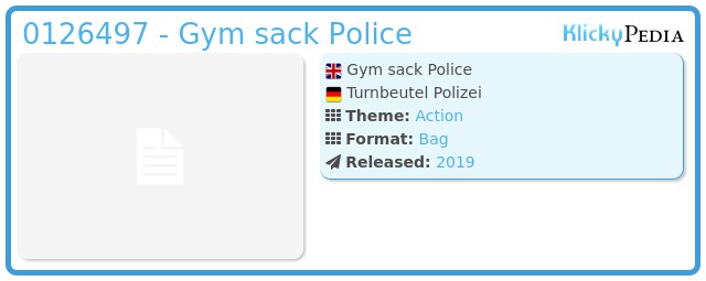 Playmobil 0126497 - Gym sack Police
