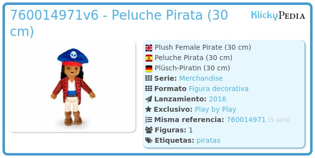 Playmobil 760014971v6 - Peluche Pirata (30 cm)