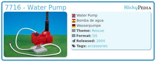 Playmobil Fire fighters accessory pressurized water pump 7716 NEW 