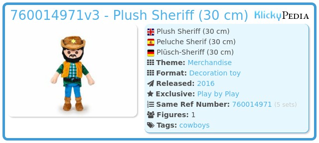 Playmobil 760014971v3 - Plush Sheriff (30 cm)