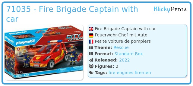 Playmobil 71035 - Fire Brigade Captain with car