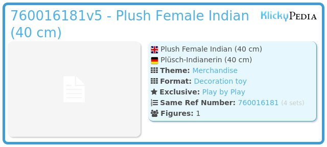Playmobil 760016181v5 - Plush Female Indian (40 cm)
