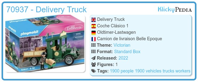 Playmobil Réf 70937 - Camion Victorien Vert - Belle Époque - Neuf En Boîte