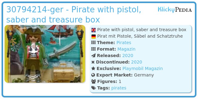 Playmobil 30794214 - Pirate with pistol, saber and treasure box