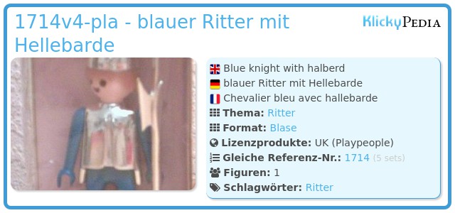 Playmobil 1714v4-pla - blauer Ritter mit Hellebarde
