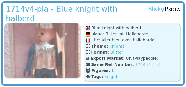 Playmobil 1714v4-pla - Blue knight with halberd