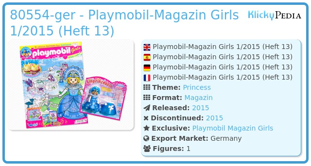 Playmobil 80554-ger - Playmobil Girls Magazin 01/2015 (Heft 13)