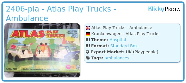 Playmobil 2406-pla - Atlas Play Trucks - Ambulance
