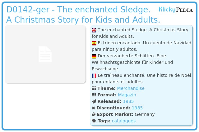 Playmobil D0142-ger - The enchanted Sledge. A Christmas Story for Kids and Adults.