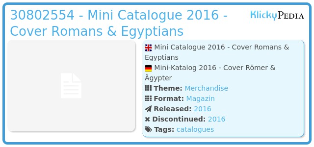Playmobil 30802554 - Mini Catalogue 2016 - Cover Romans & Egyptians