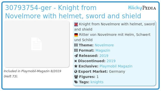 Playmobil 30793754-ger - Knight from Novelmore with helmet, sword and shield