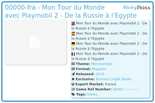 Playmobil 00000-fra - Mon Tour du Monde avec Playmobil 2 - De la Russie à l'Egypte