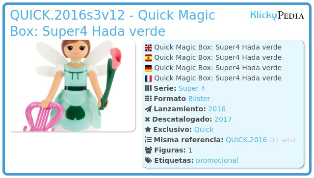 Playmobil QUICK.2016s3v12 - Quick Magic Box: Super4 Hada verde