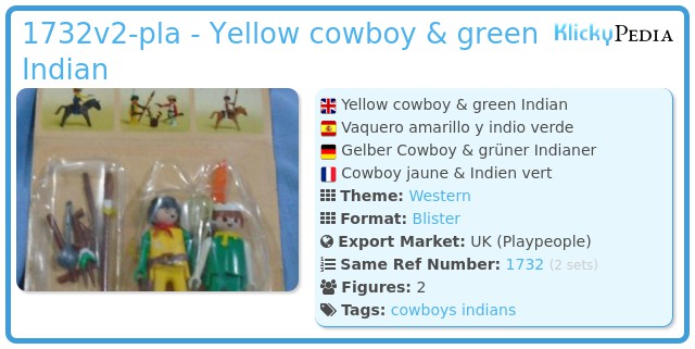 Playmobil 1732v2-pla - Yellow cowboy & green Indian