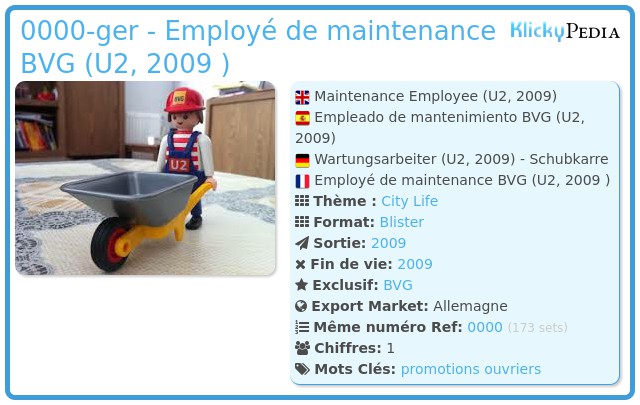 Playmobil 0000-ger - Employé de maintenance BVG (U2, 2009 )