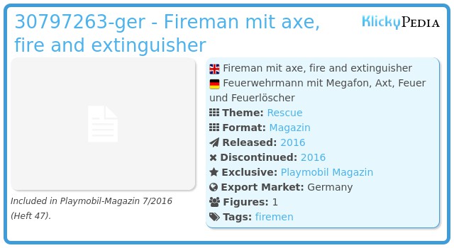 Playmobil 30797263-ger - Fireman mit axe, fire and extinguisher