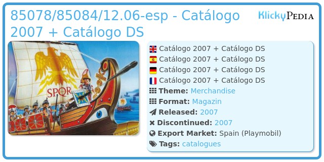 Playmobil 85078/85084/12.06-esp -  Catálogo 2007 + Catálogo DS