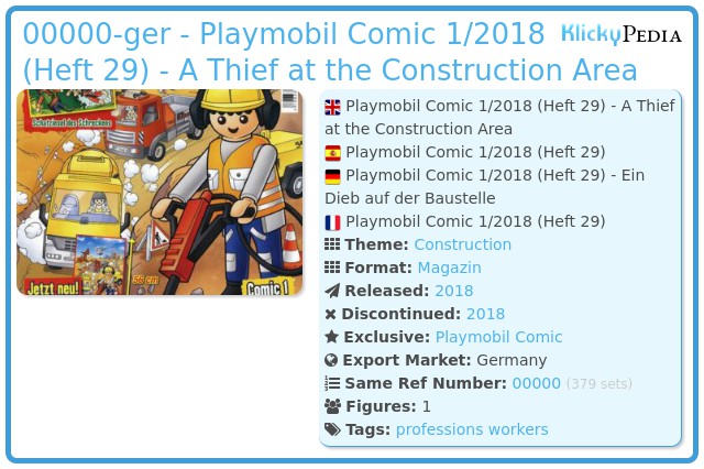 Playmobil 00000-ger - Playmobil Comic 1/2018 (Heft 29) - A Thief at the Construction Area