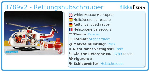 Playmobil 3789v2 Helicopter Rettungshubschrauber Rescue Einzelteile  #005 