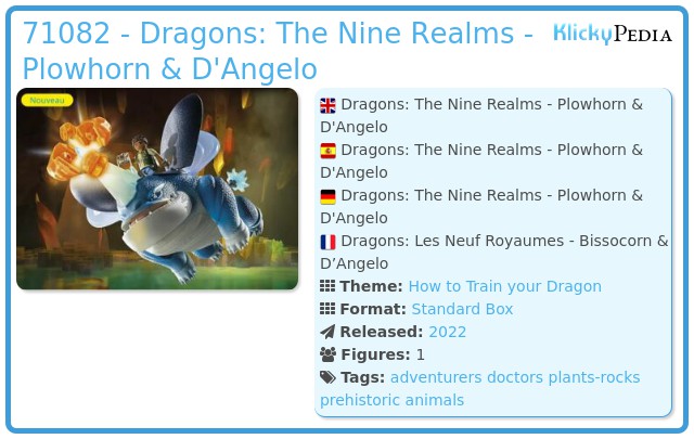 Playmobil 71082 - Dragons: The Nine Realms - Plowhorn & D'Angelo