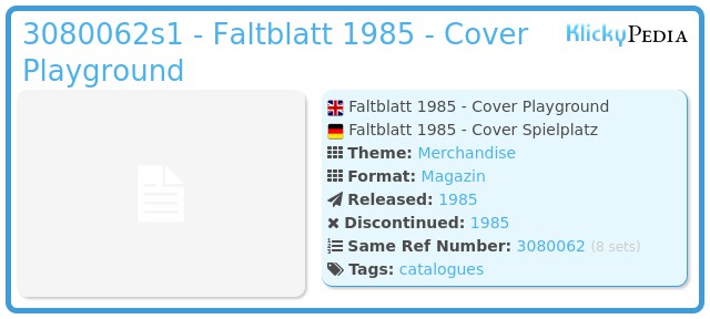 Playmobil 3080062s1 - Faltblatt 1985 - Cover Playground