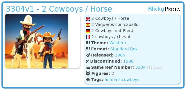 Playmobil 3304v1 - 2 Cowboys / Horse