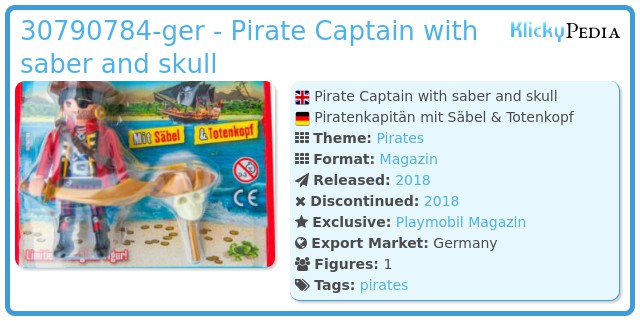Playmobil 30790784-ger - Pirate Captain with saber and skull