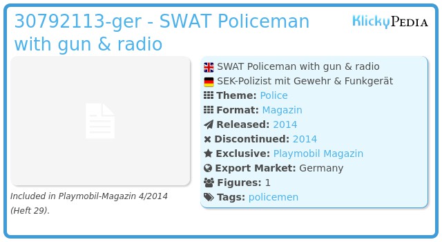 Playmobil 30792113-ger - SWAT Policeman with gun & radio