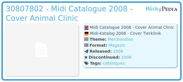 Playmobil 30807802 - Midi Catalogue 2008 - Cover Animal Clinic