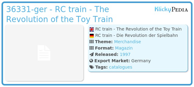 Playmobil 36331-ger - RC train - The Revolution of the Toy Train