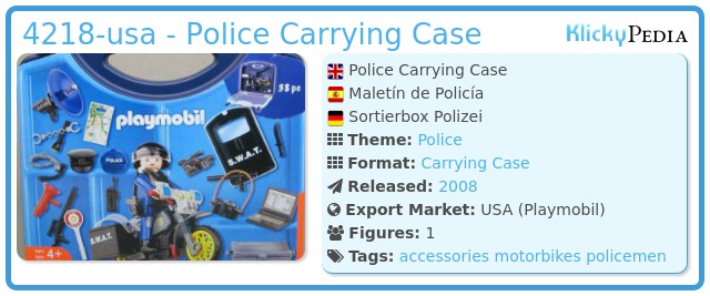 Playmobil 4218-usa - Police Carrying Case