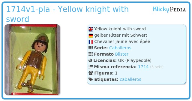 Playmobil 1714v1-pla - Yellow knight with sword