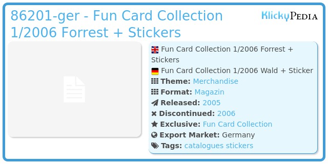 Playmobil 86201-ger - Fun Card Collection 1/2006 Forrest + Stickers