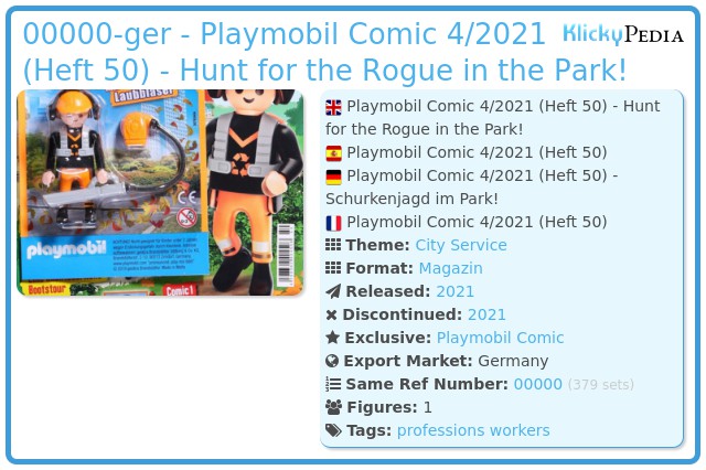 Playmobil 00000-ger - Playmobil Comic 4/2021 (Heft 50) - Hunt for the Rogue in the Park!