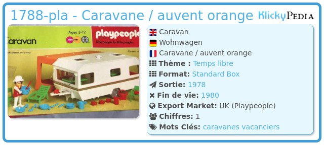 Playmobil 1788-pla - Caravane / auvent orange