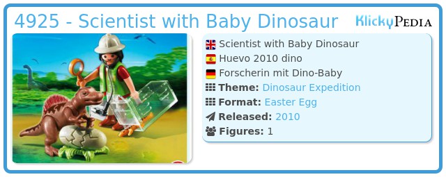 Playmobil 4925 - Scientist with Baby Dinosaur
