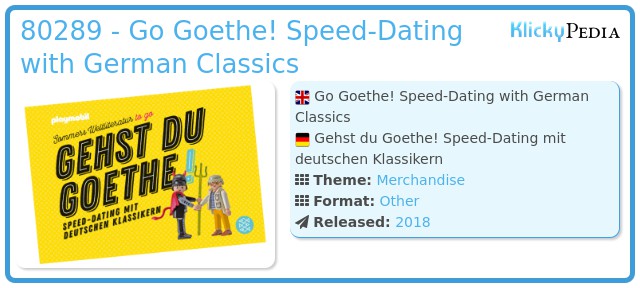 Playmobil 80289 - Go Goethe! Speed-Dating with German Classics