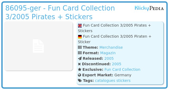 Playmobil 86095-ger - Fun Card Collection 3/2005 Pirates + Stickers