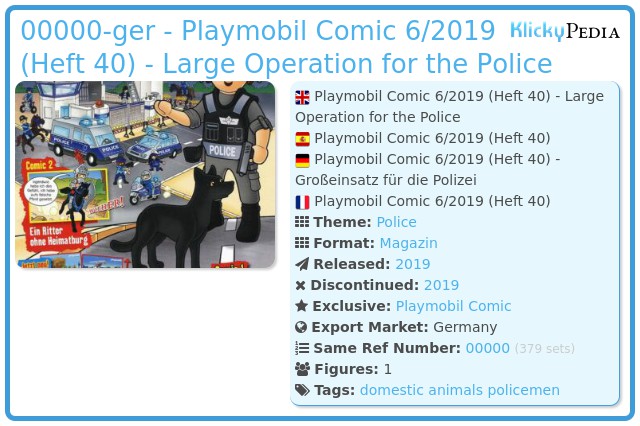 Playmobil 00000-ger - Playmobil Comic 6/2019 (Heft 40) - Large Operation for the Police