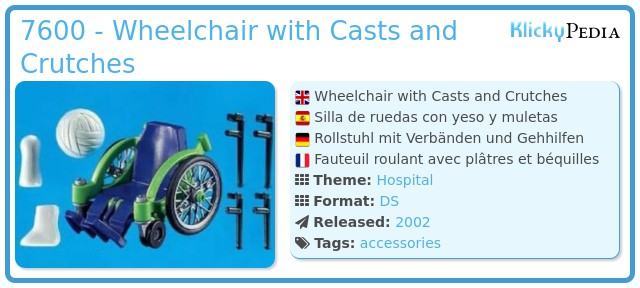 Playmobil 7600 - Wheelchair with Casts and Crutches