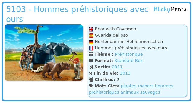 Playmobil 5103 - Hommes préhistoriques avec ours