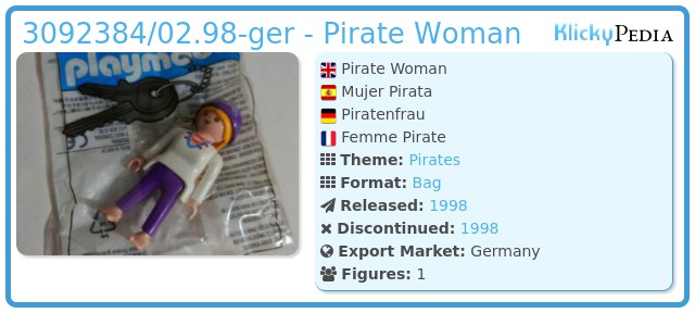 Playmobil 3092384/02.98-ger - Pirate Woman