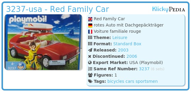 Playmobil 3237-usa - Red Family Car